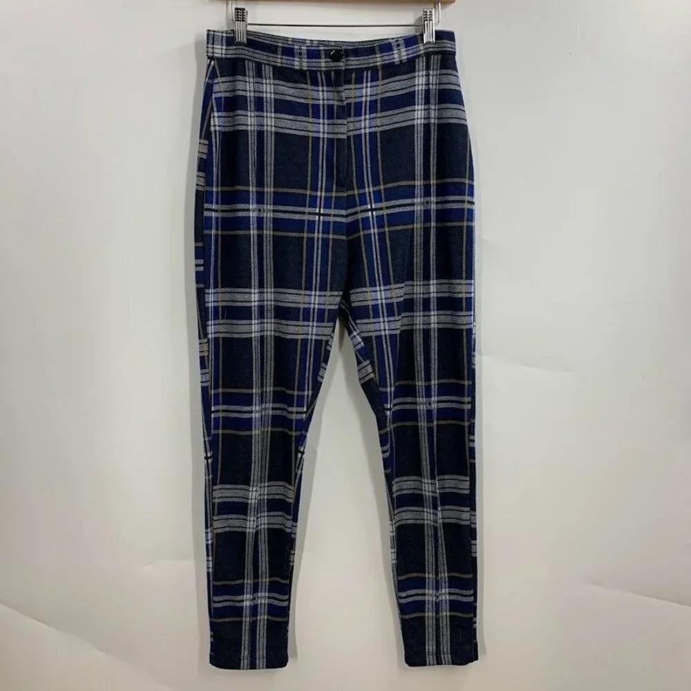 Free People Women's Carnaby Plaid‎ Pant OB 926551 in Blue Combo Size 10
